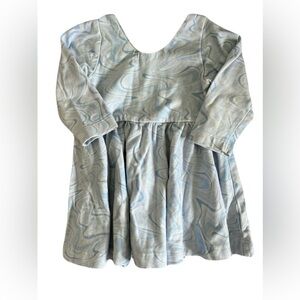 Stylish Kids Casual Dress in Blue Swirl Pattern